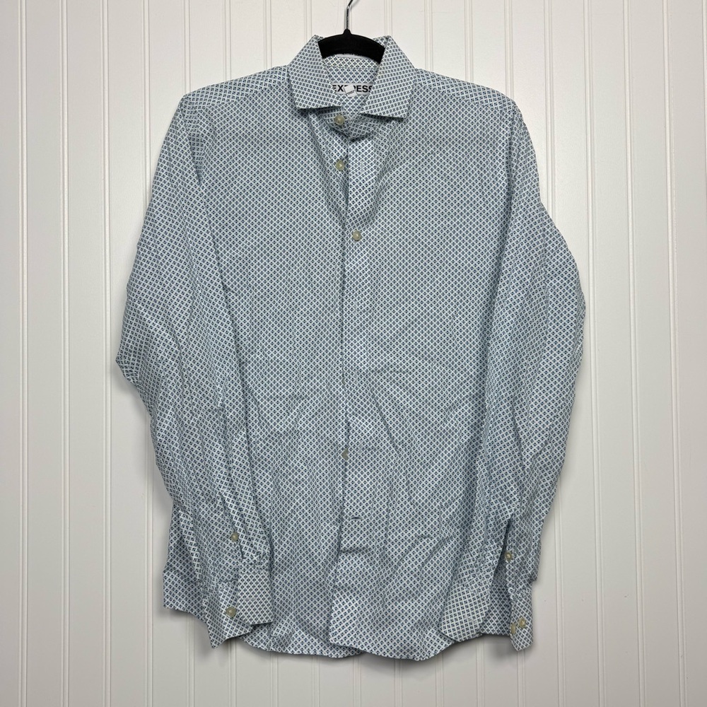 Express Extra Slim Fit Men's Button-Up Size Small Long Sleeve Dress Shirt Blue